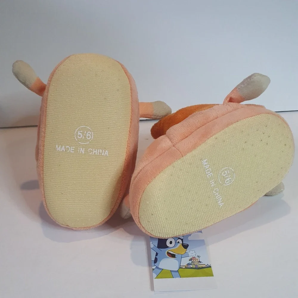 New Bluey Bingo Plush Slippers 5/6 Ground Up Blue 3D‎ Character House Shoes Kid